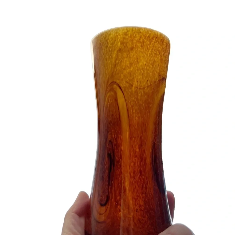 Root Beer Brown Swirled Speckled Glass Cylinder Vase